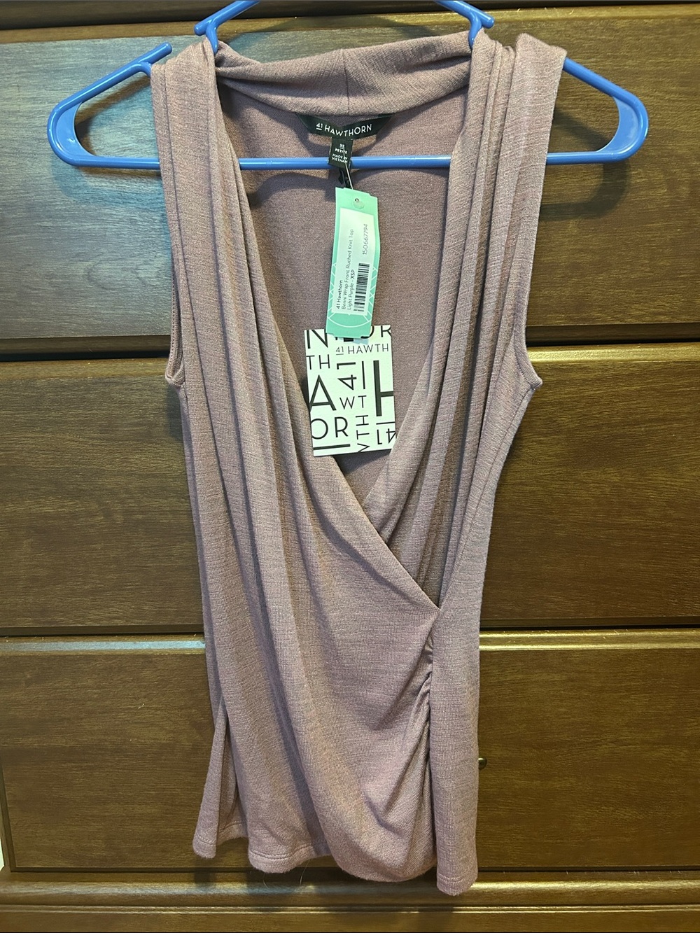 41 Hawthorn Dusty Mauve Wrap Front Sleeveless Top